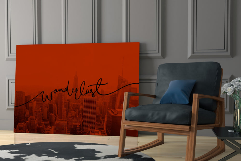 Wanderlust glass print enhancing a study with cinematic warmth