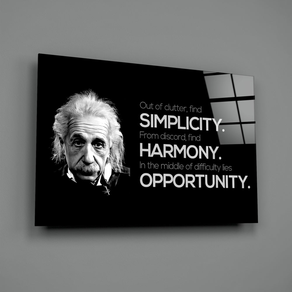 Motivational-typography panel bringing quiet wisdom to a contemporary office