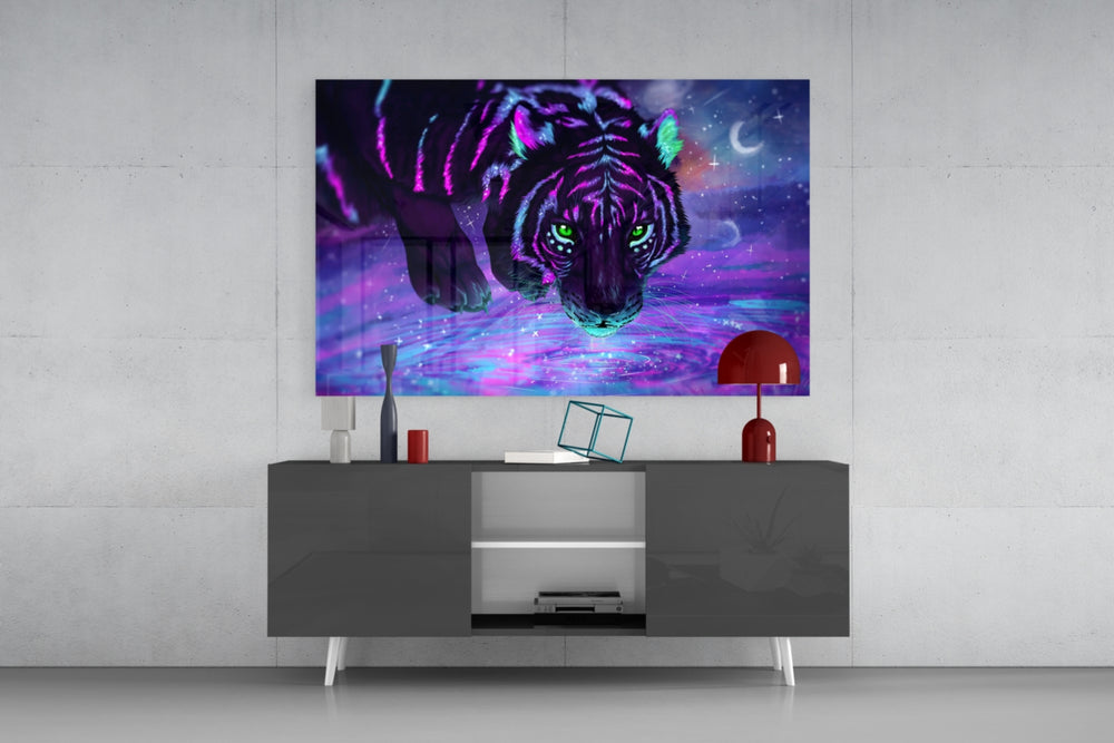 Tiger panel catching directional light to reveal its electric mystery