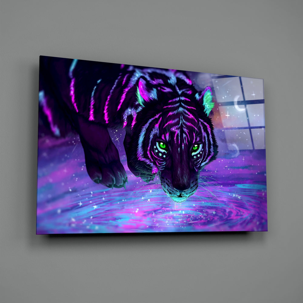 Fantasy-portrait panel bringing electric mystery to a contemporary teen lounge