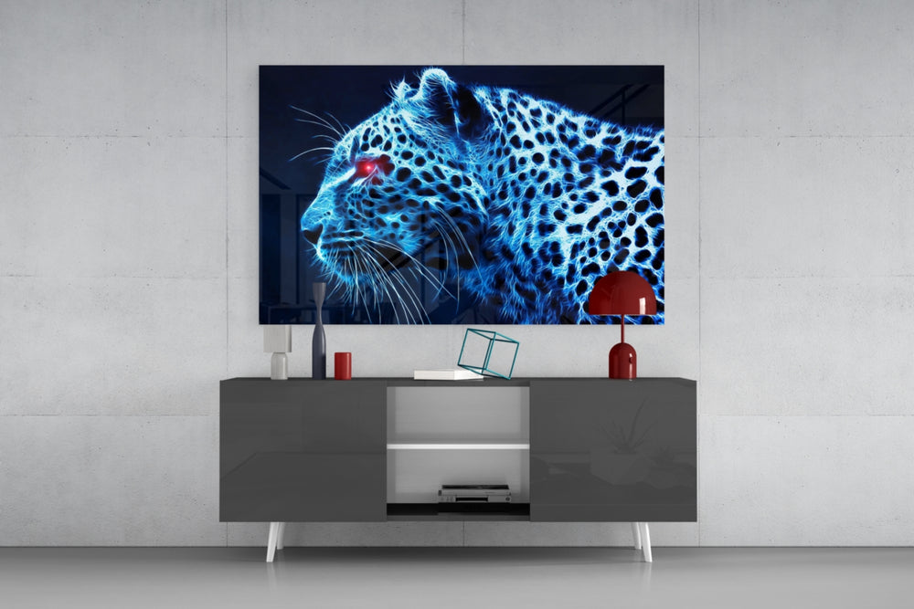 Leopard panel catching screen glow to reveal its electric mystery