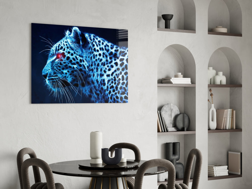 Leopard panel adding editorial drama to a teen lounge
