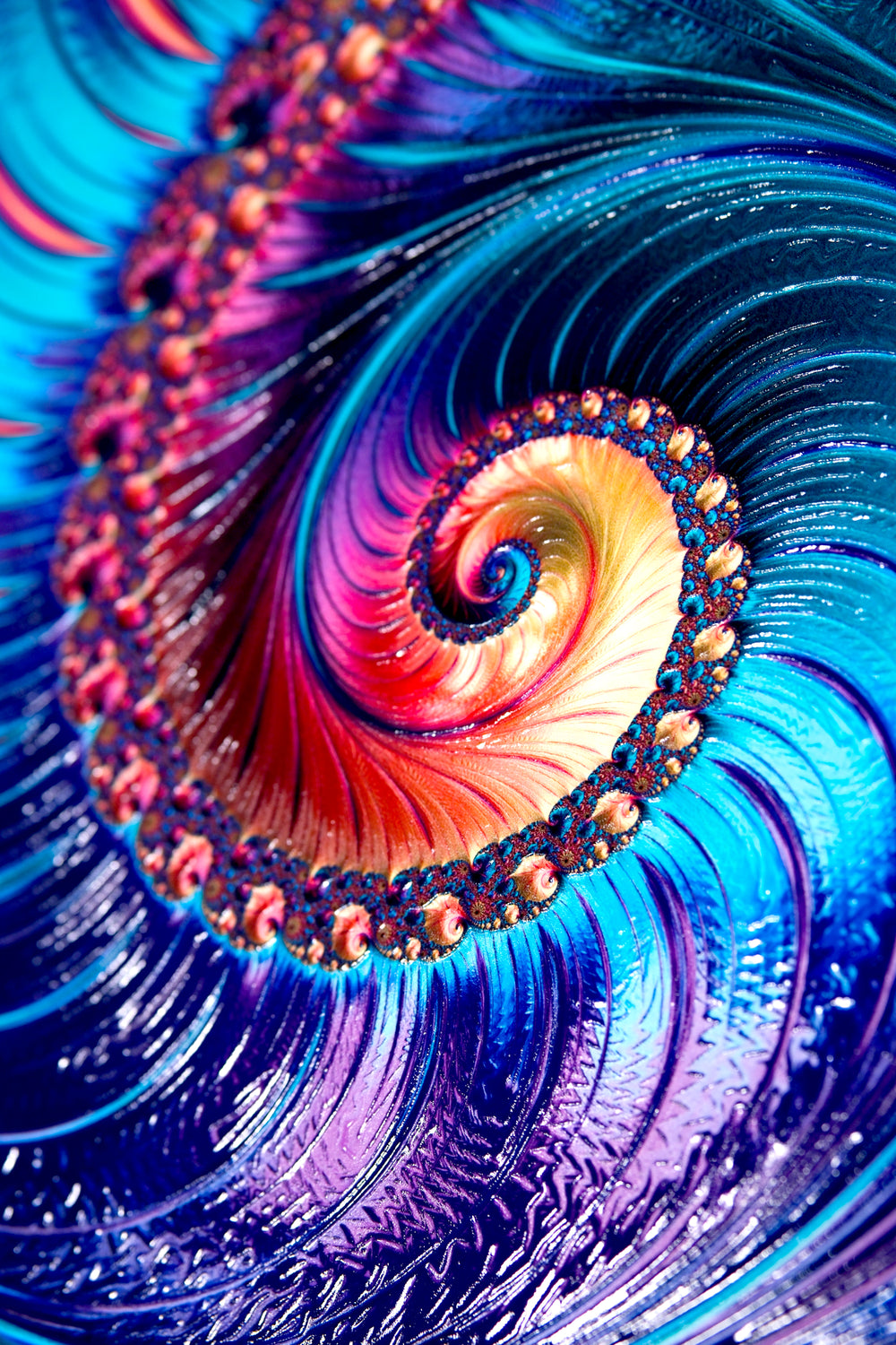 Aurora Spiral Luxe — Impression haptique en relief 3D + laque ultra-brillante