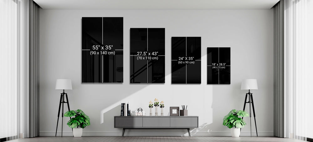 Toucan Parrot Glass Wall Art – vertical format size reference