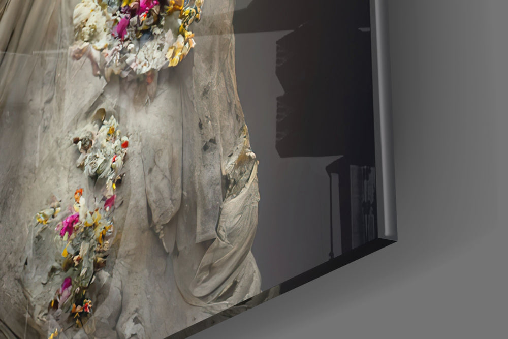 Abandoned Statue panel catching window light to reveal its mythic poise