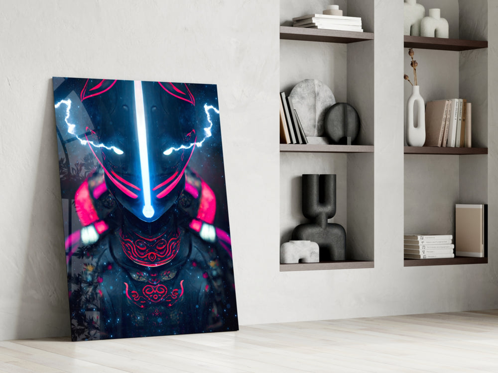 Thunder Fighter artwork anchoring a wall with bold vibrant palette
