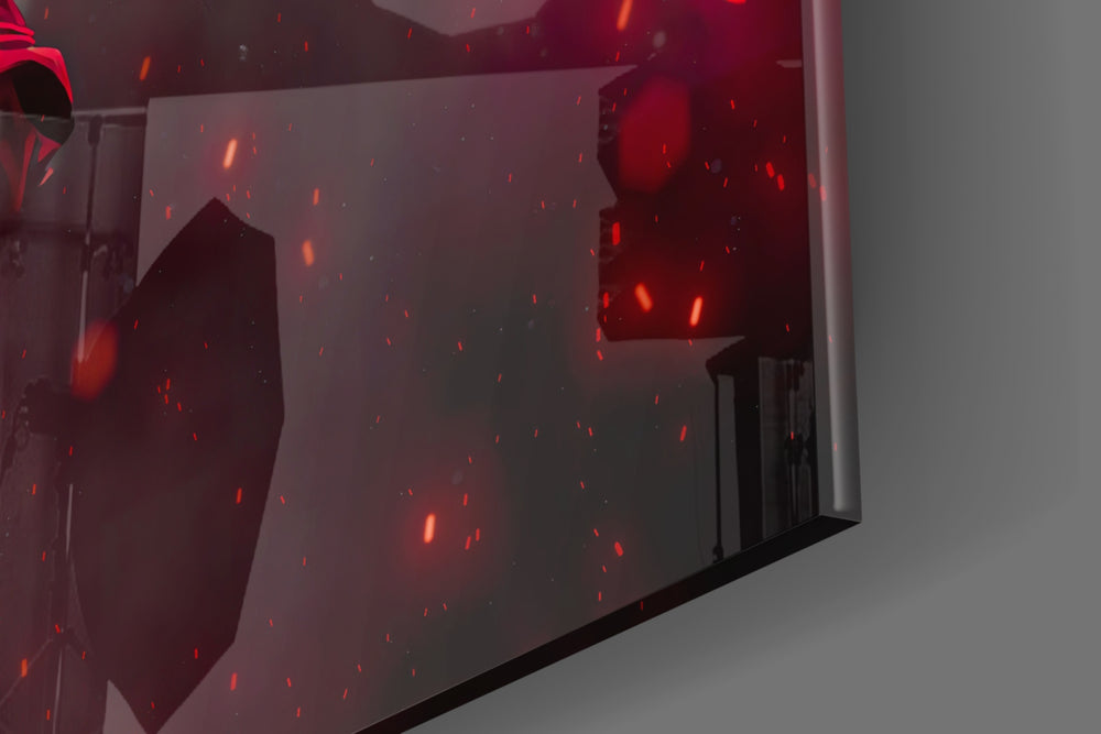 Fire Fighter panel catching directional light to reveal its incendiary menace
