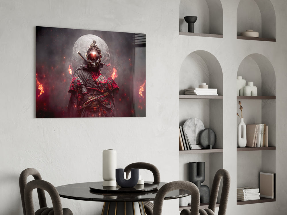 Fire Fighter glass print enhancing a gaming room with cinematic mood