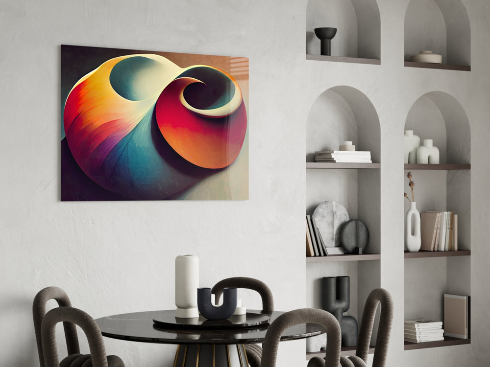 The Shell glass print enhancing a study with cinematic warmth