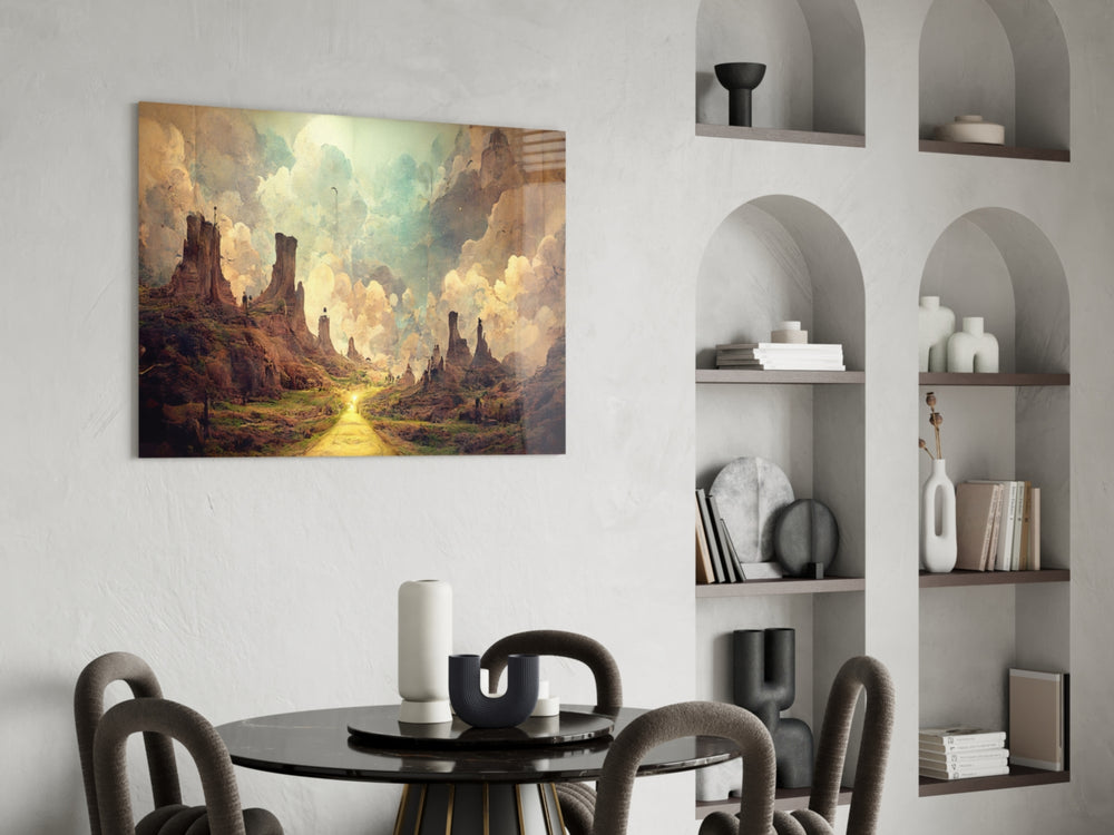 Road to the End glass print enhancing a study with cinematic warmth