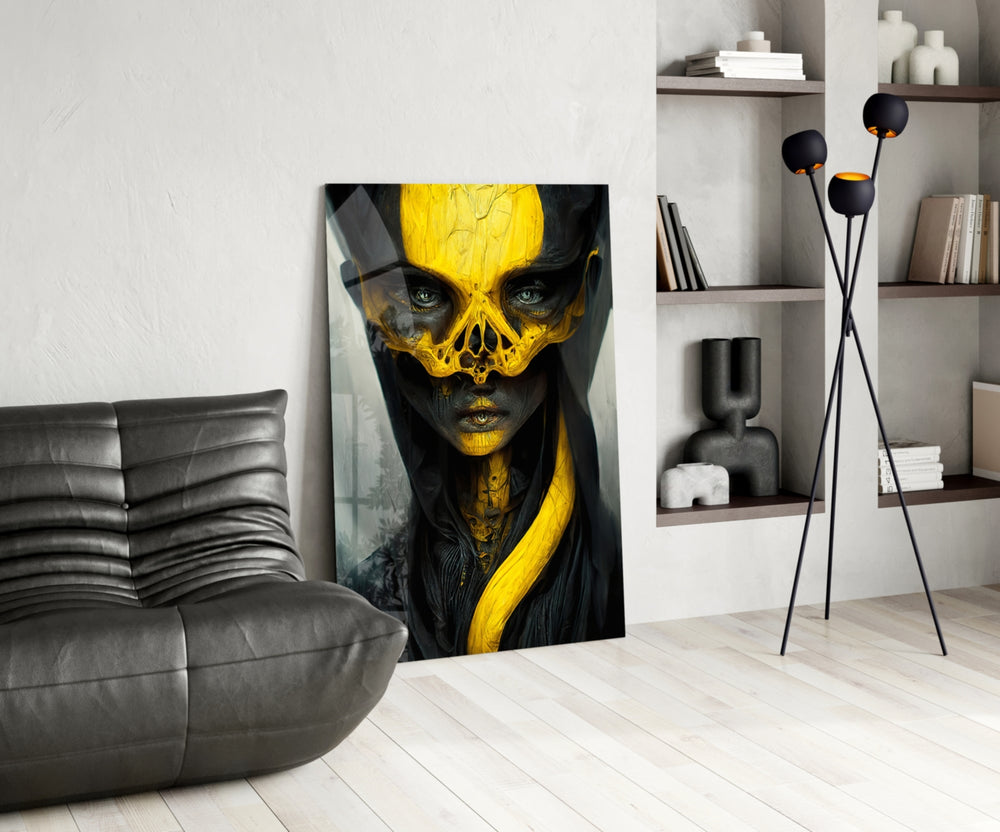 Aboriginal glass print enhancing a hallway with cinematic mood