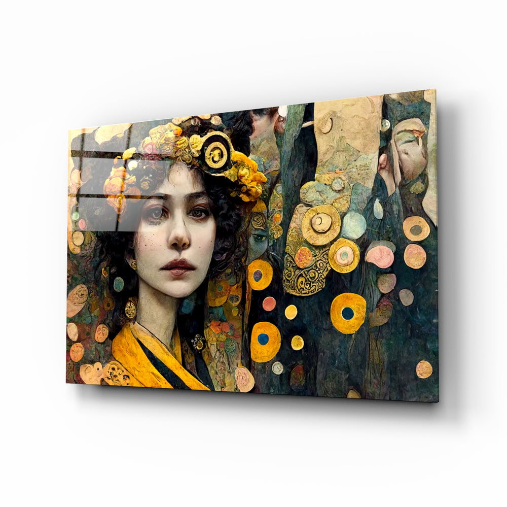 Art-nouveau panel bringing decorative reverence to a contemporary living room