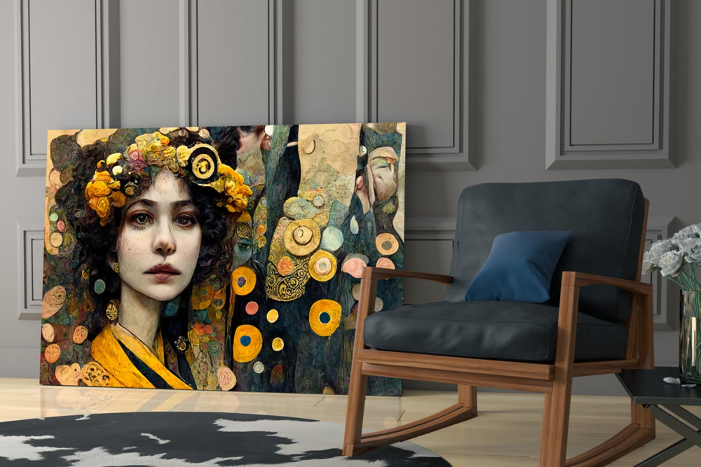 The Stance artwork anchoring a wall with warm ornamental palette