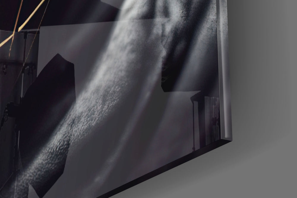 Peace Fighter panel catching directional light to reveal its menacing reverence