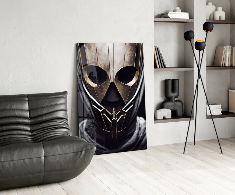 Peace Fighter glass print enhancing a library with cinematic mood