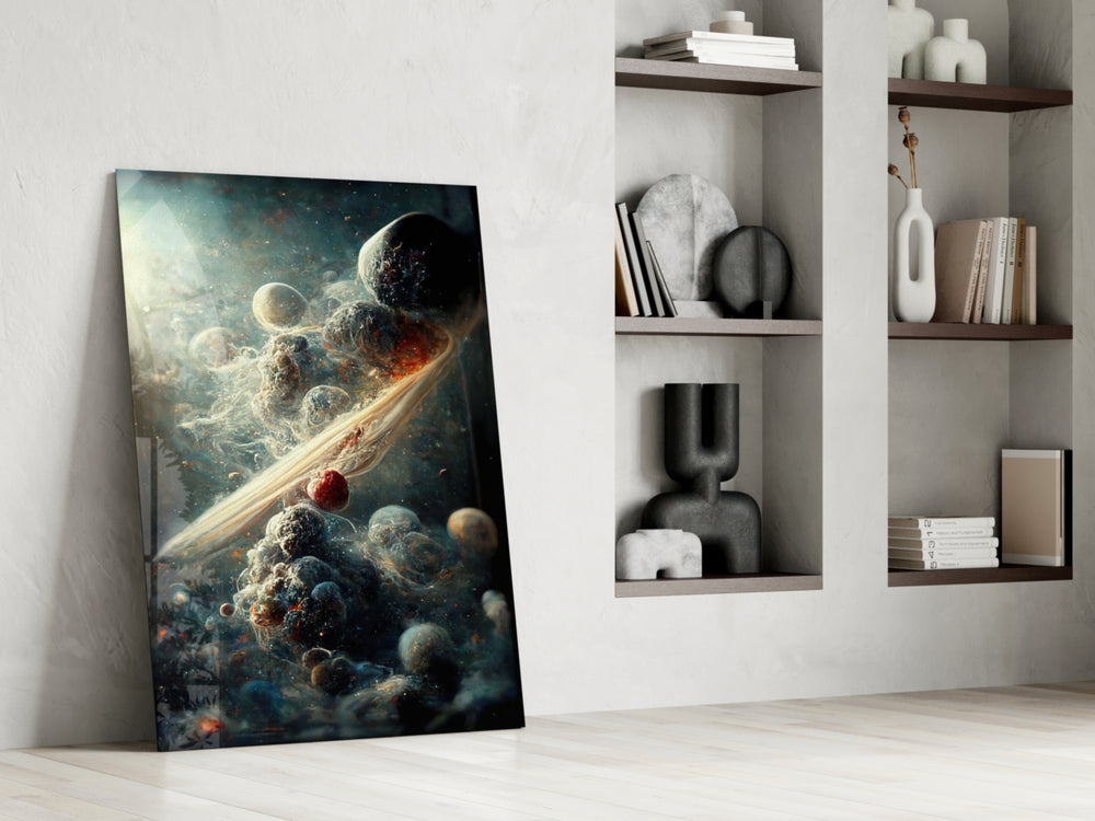 Small Bang artwork anchoring a wall with moody fantasy palette