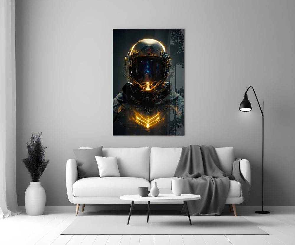 Back to the Space glass wall art styled above a desk in an office