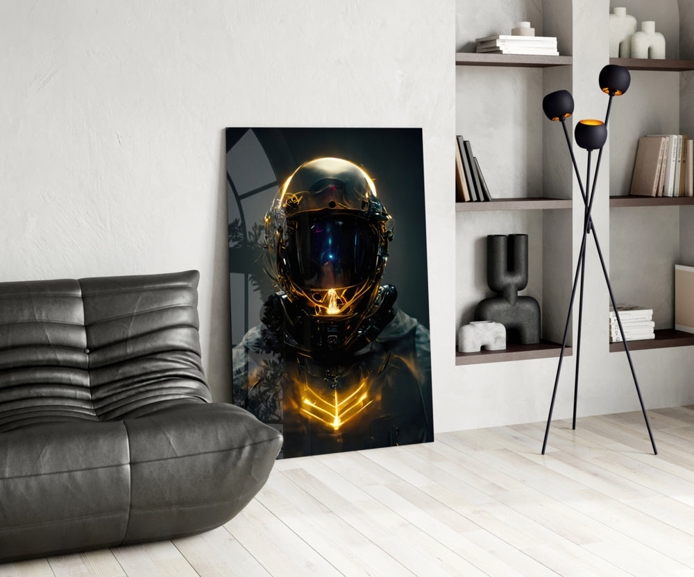 Back to the Space glass print enhancing a gaming room with cinematic mood