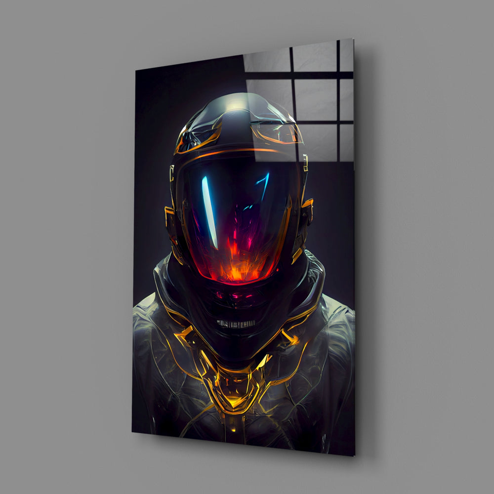 Back to the Space close-up showing black helmet with magenta visor and gold neck plates