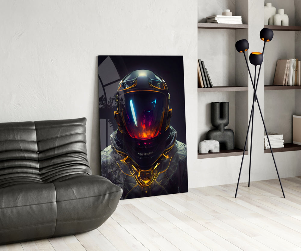 Back to the Space glass print enhancing a gaming room with cinematic mood