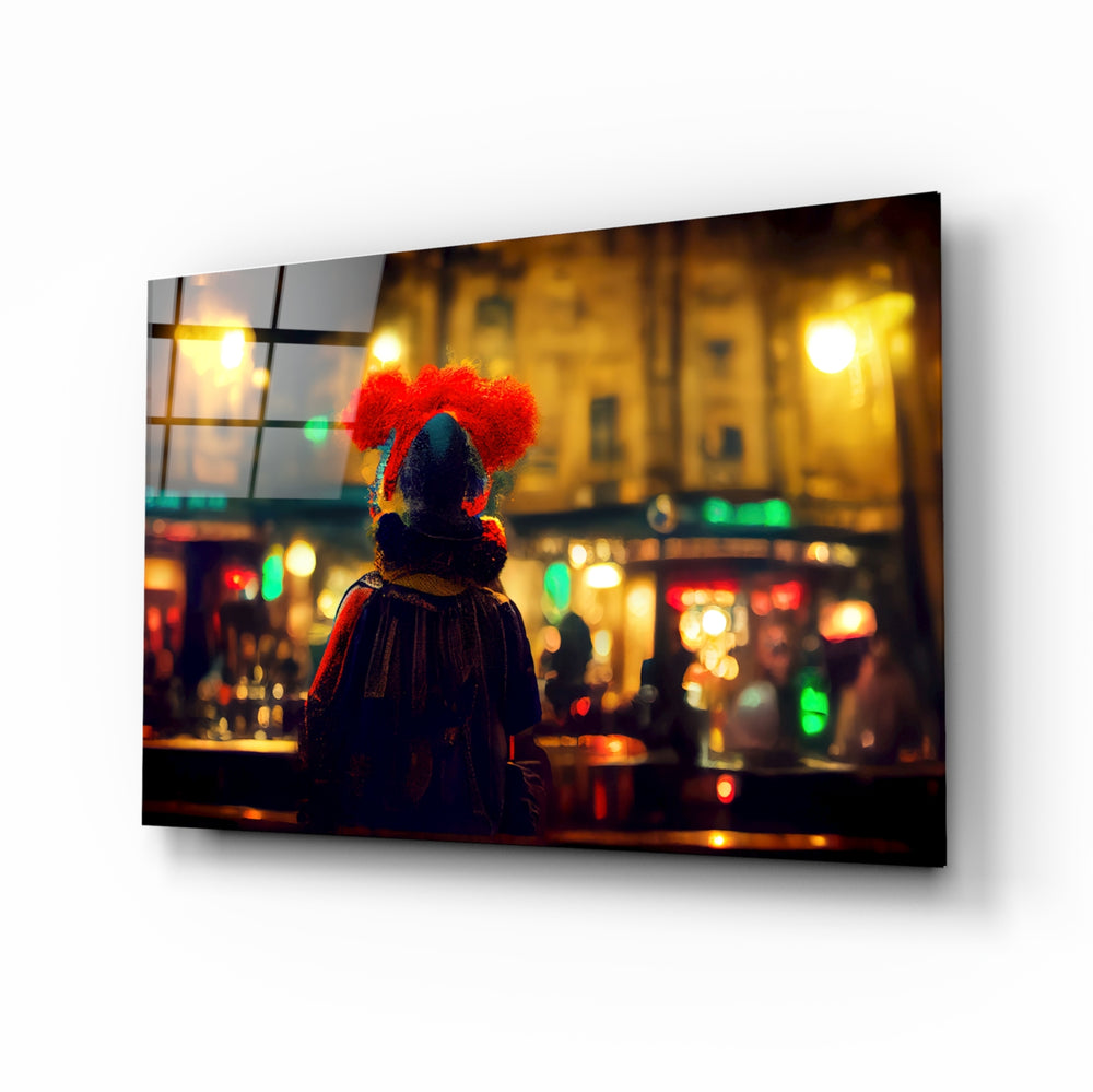 Cinematic-noir panel bringing bittersweet glow to a contemporary home bar