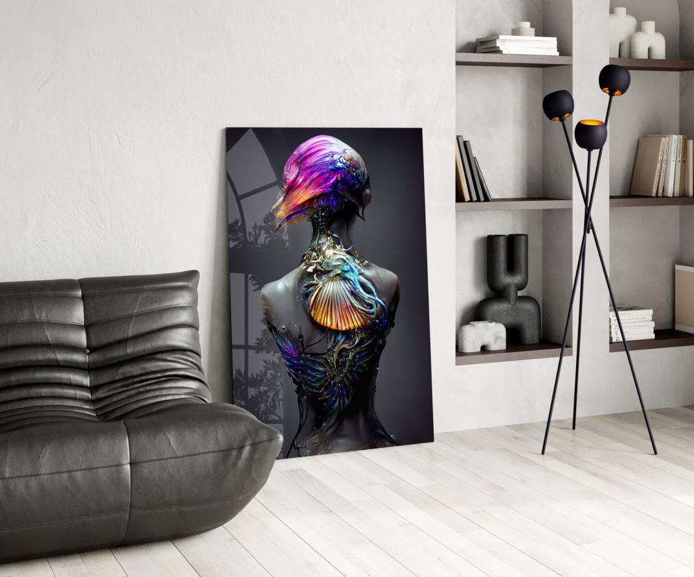 Mutation glass print enhancing a salon with cinematic mood