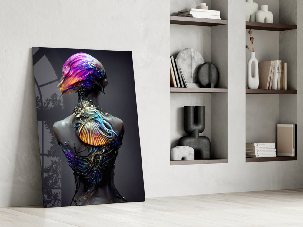 Mutation artwork anchoring a wall with bold moody palette
