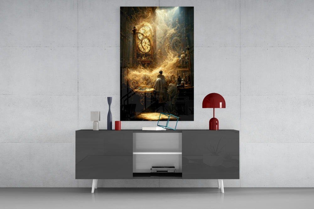Time Flow panel catching window light to reveal its mythic warmth
