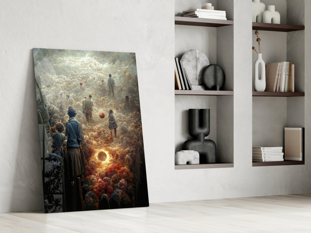 Abandonment glass print enhancing a library with cinematic mood