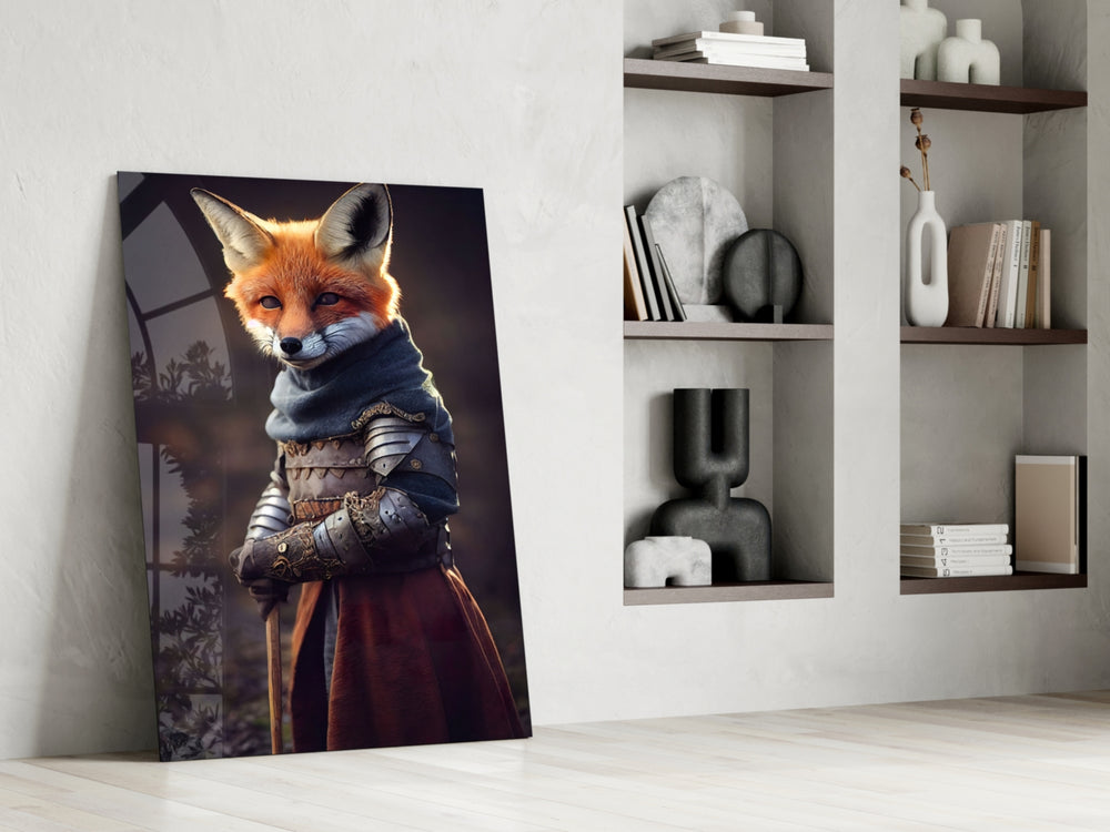 The Fox glass print enhancing a hallway with cinematic warmth