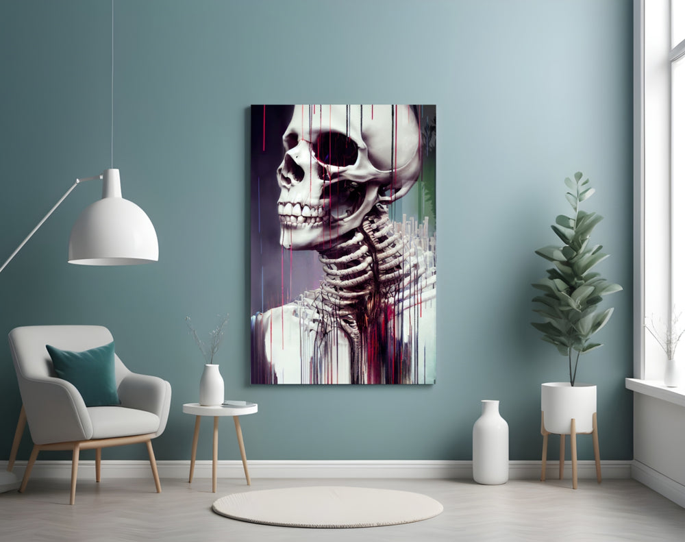We, In Fact glass wall art styled above a console in a hallway