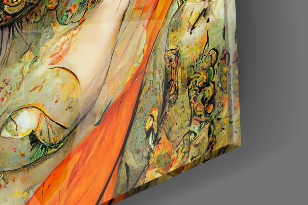 The Elegiac in Eyes artwork anchoring a wall with warm narrative palette