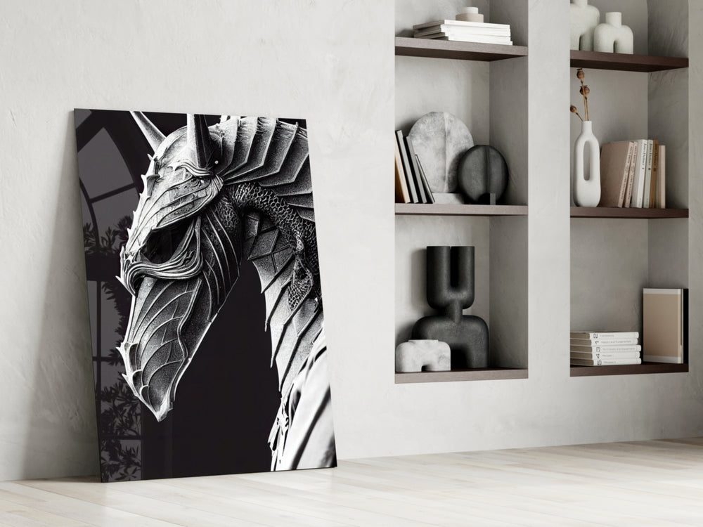 Iron Dragon glass print enhancing a gaming room with cinematic mood