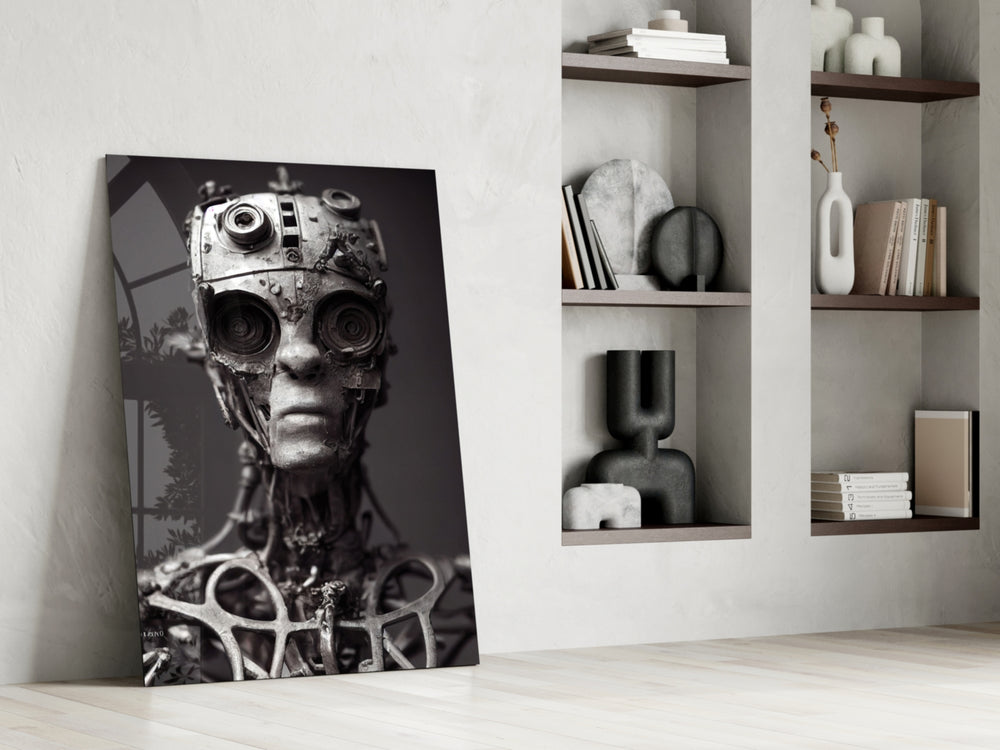 Future Human glass print enhancing a gaming room with cinematic mood