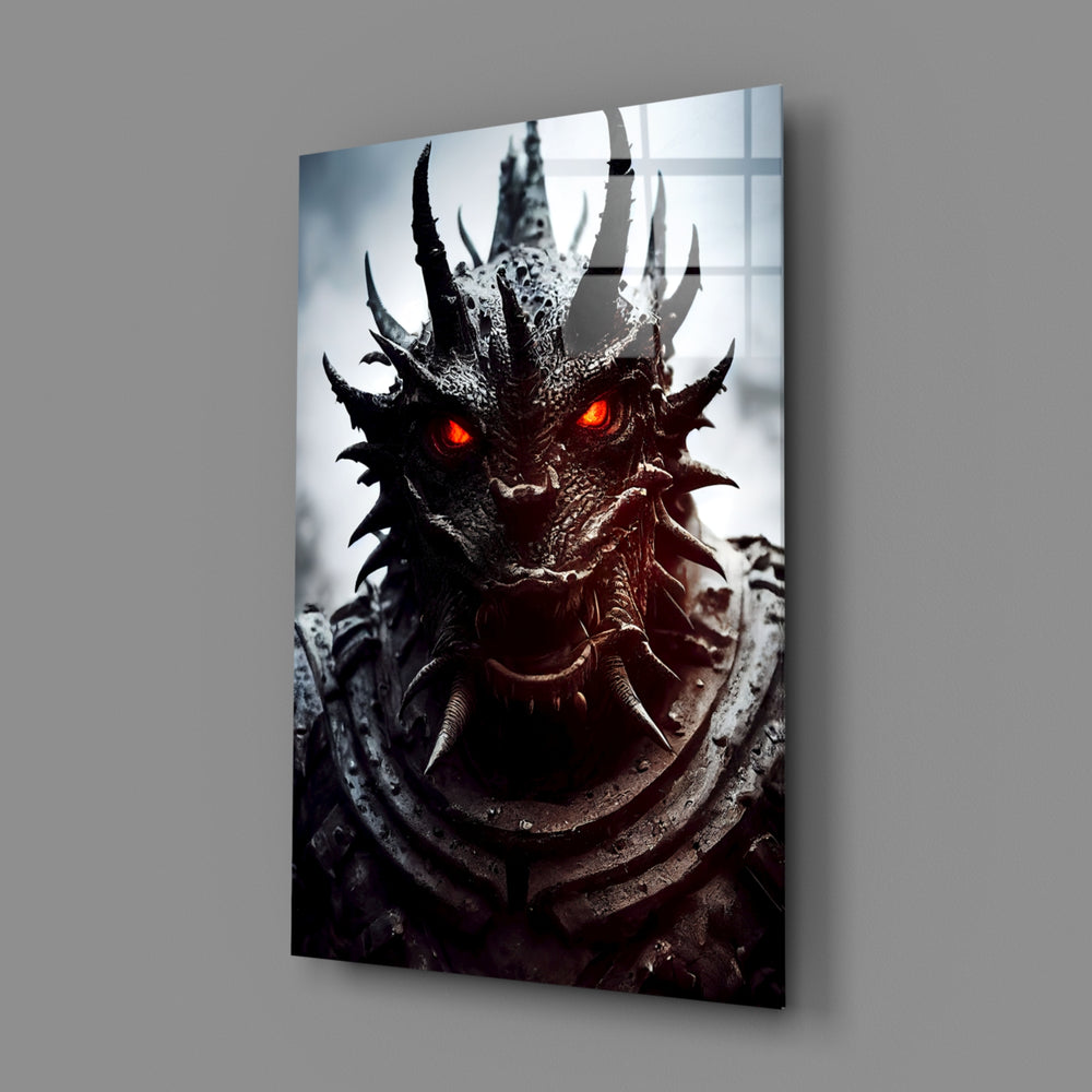 Dark-fantasy panel bringing smoldering menace to a contemporary gaming room