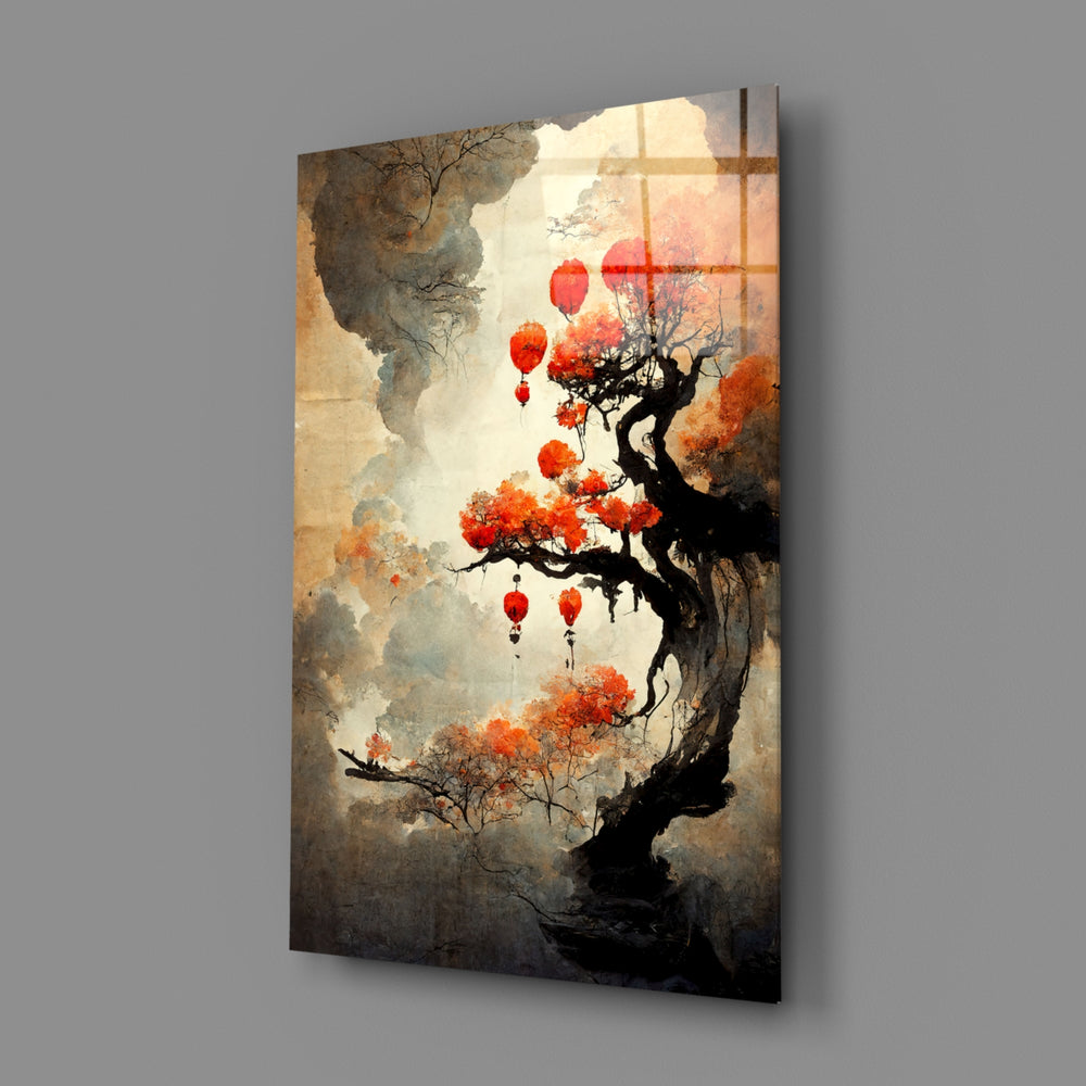Sumi-painting panel bringing meditative warmth to a contemporary living room