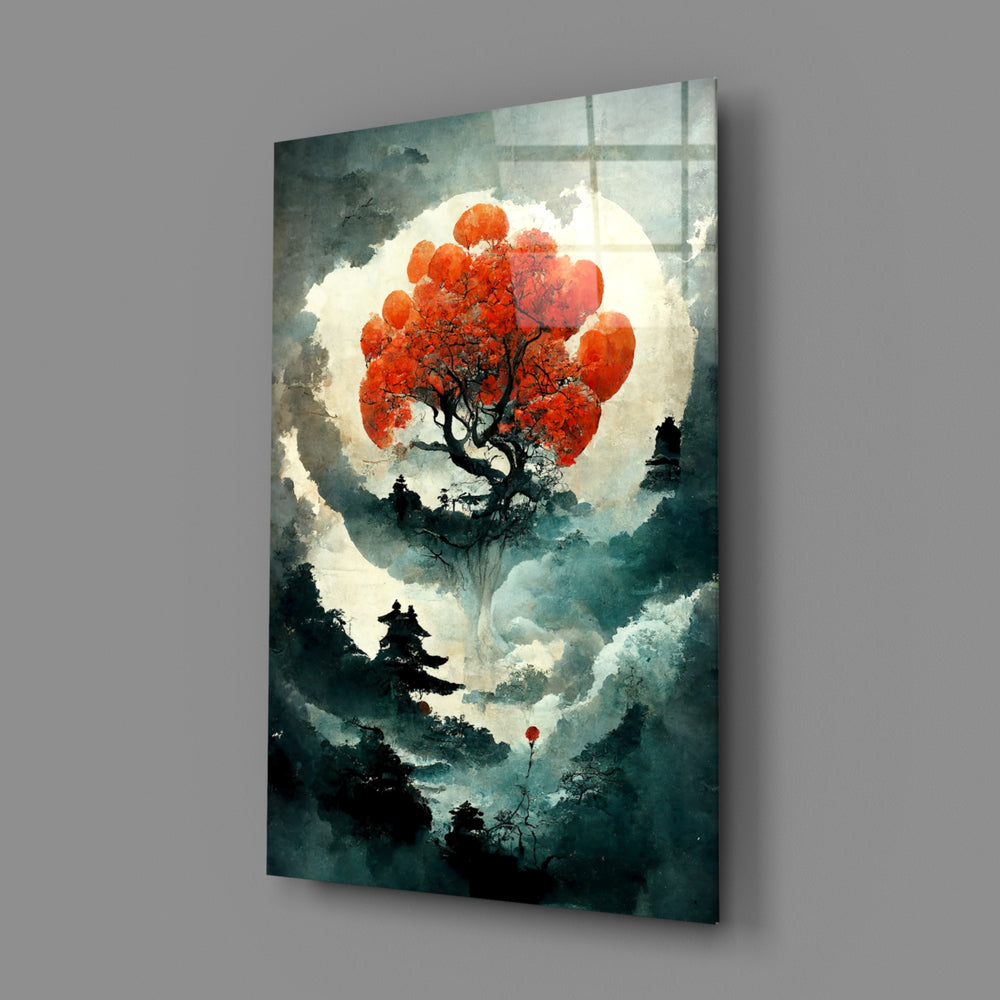 Sumi-landscape panel bringing meditative serenity to a contemporary living room