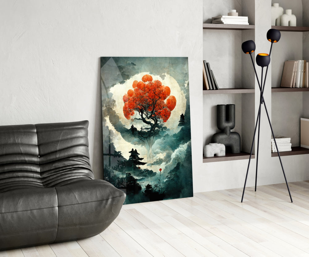 Tree of Life panel adding editorial grace to a dining room