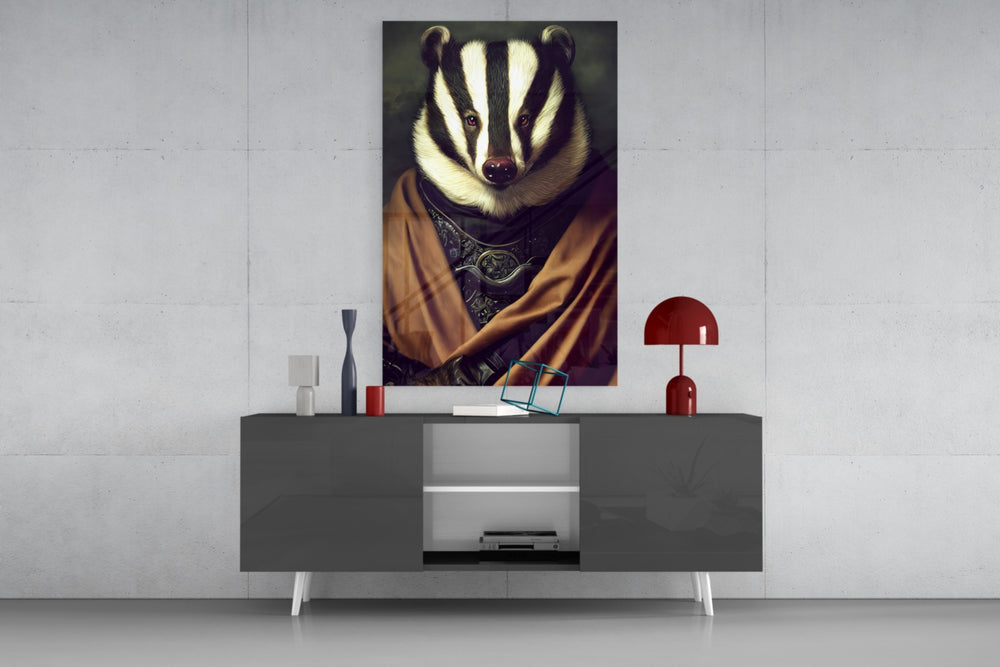 Raccoon panel catching window light to reveal its courtly stillness