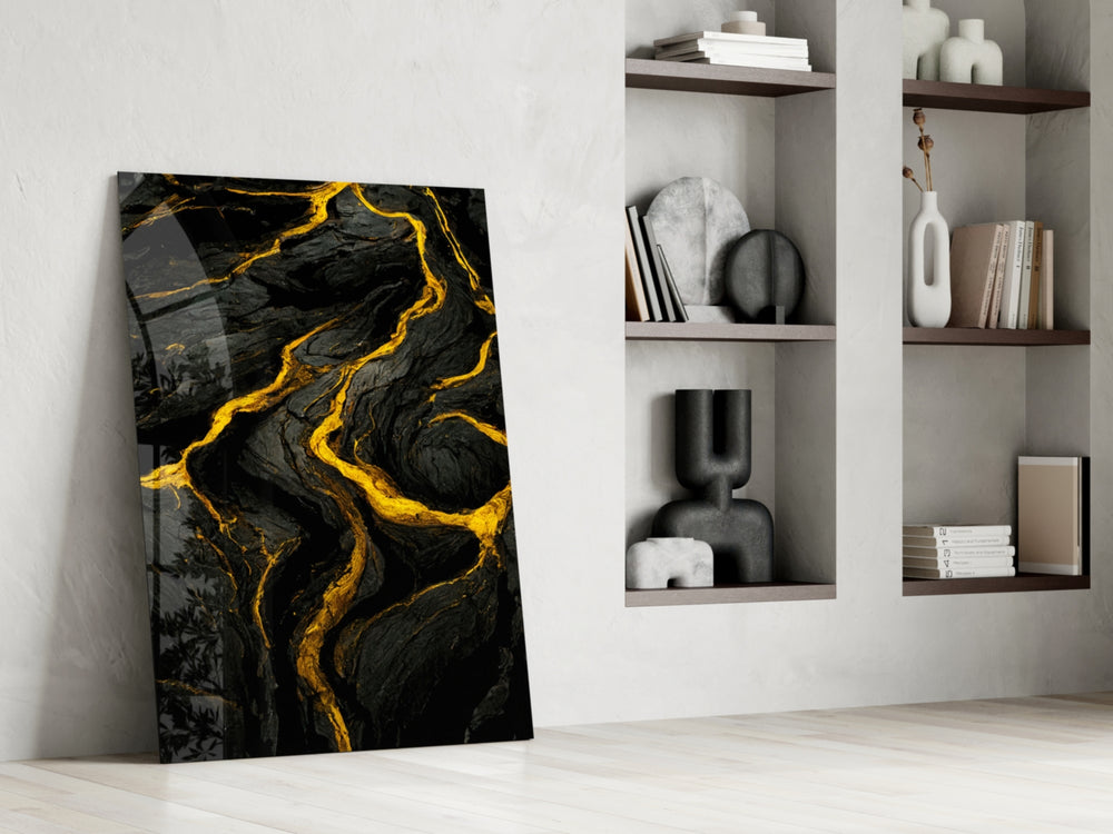 Slit glass print enhancing a library with cinematic mood