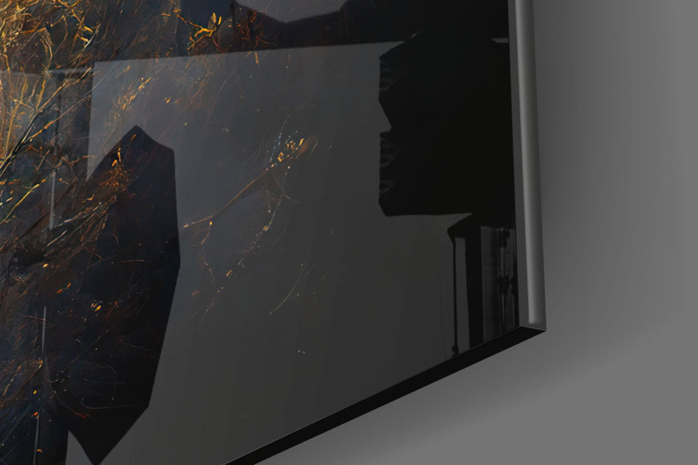 Tranquility artwork anchoring a wall with warm dramatic palette