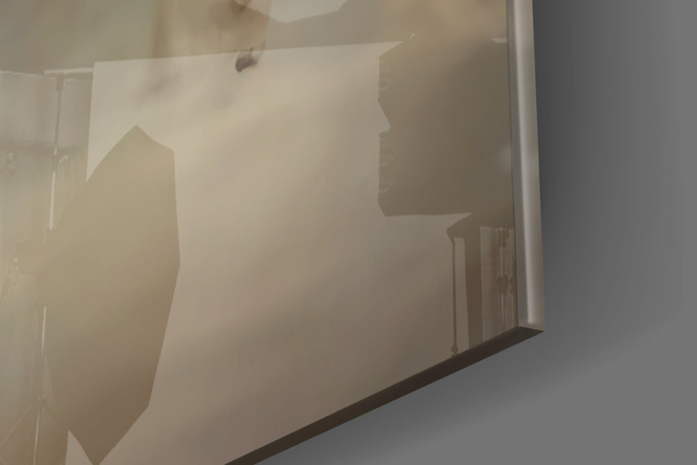 Fighters of the New Age artwork anchoring a wall with bold dramatic palette