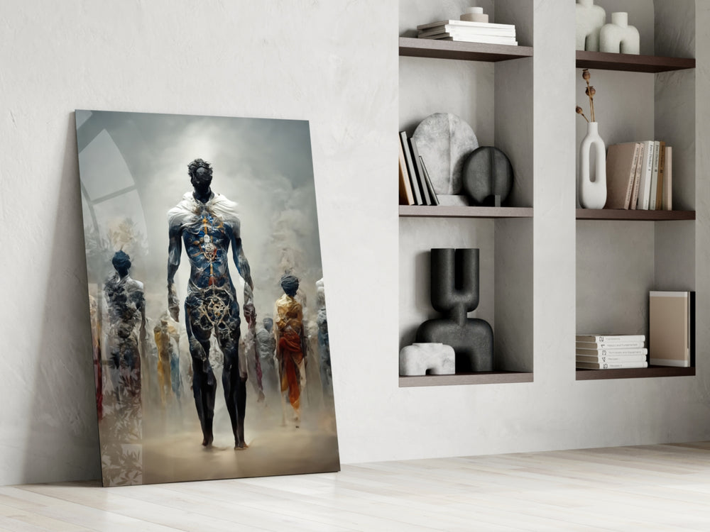 Fighters of the New Age glass print enhancing a man cave with cinematic mood