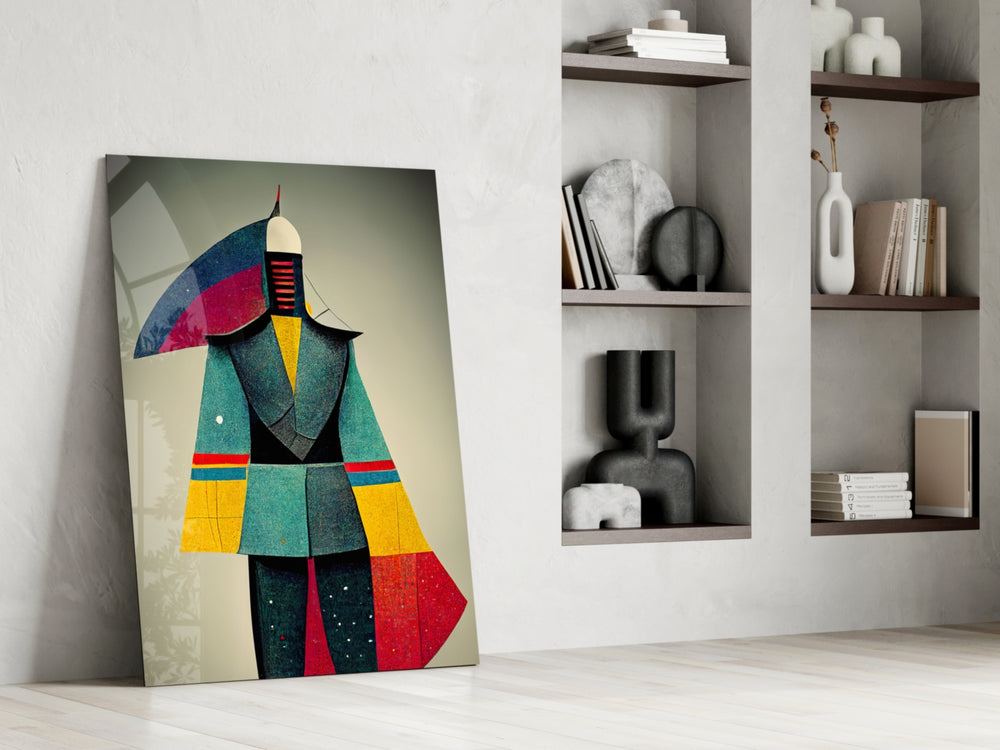 Colored Man glass print enhancing a study with cinematic energy