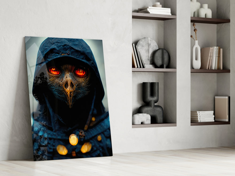Fiery Eyes glass print enhancing a gaming room with cinematic mood