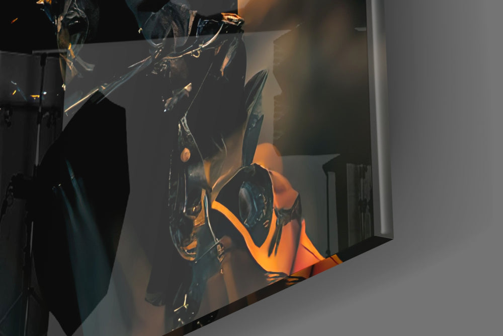 Battle Field artwork anchoring a wall with bold dramatic palette