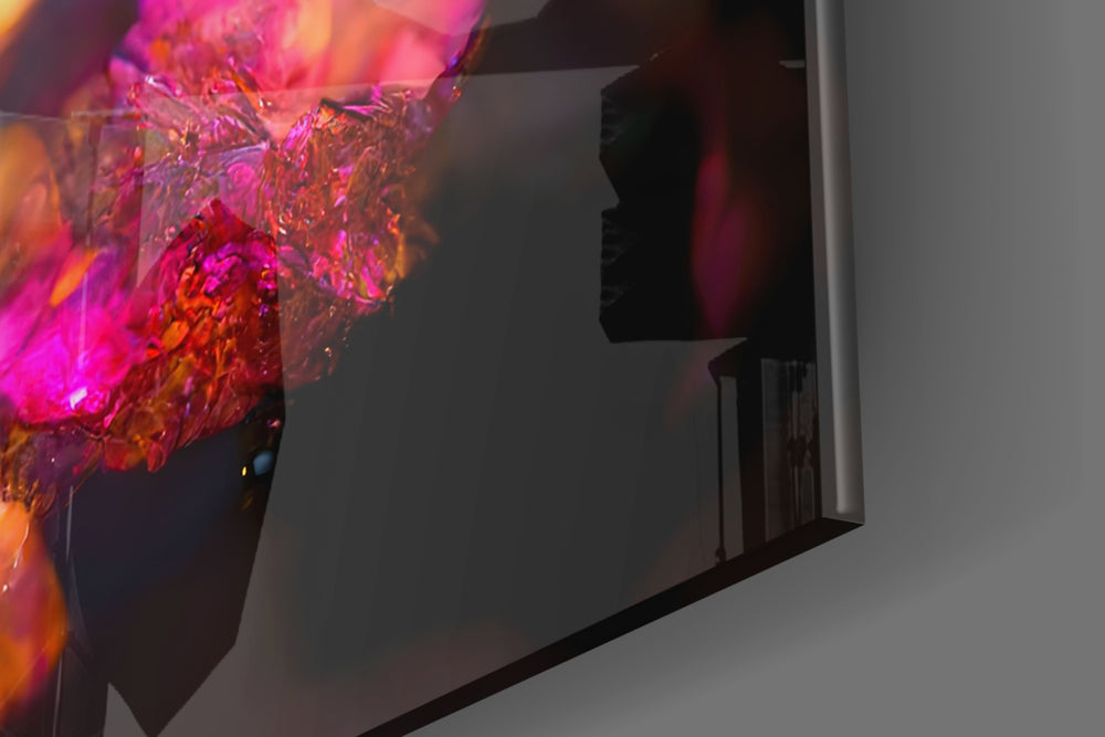 Fire Blooms artwork anchoring a wall with bold vibrant palette