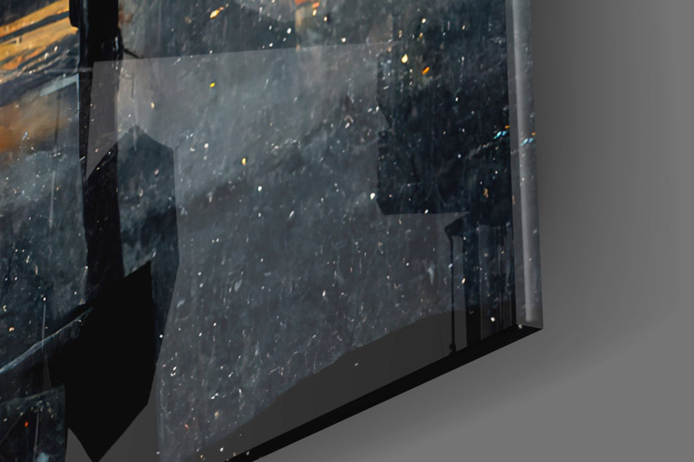 Star Rain artwork anchoring a wall with warm dramatic palette