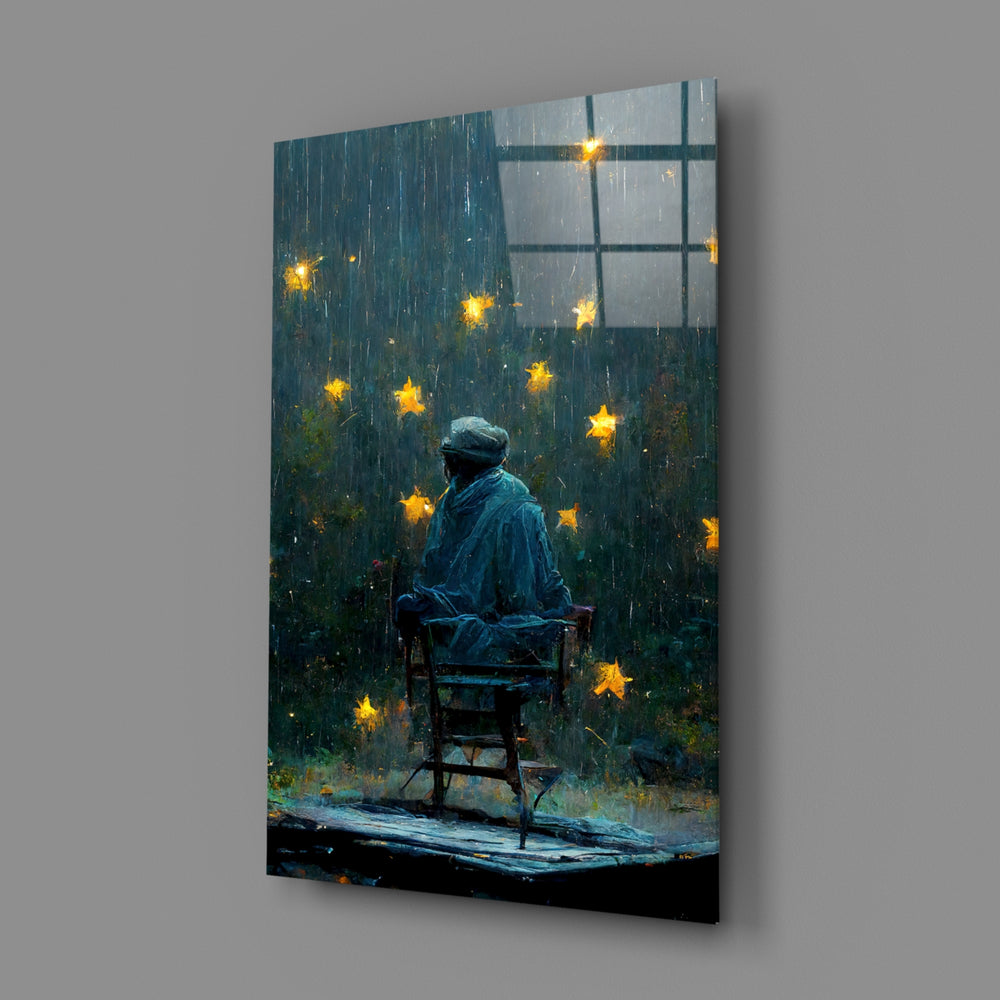 Melancholic-painting panel bringing meditative gravity to a contemporary hallway