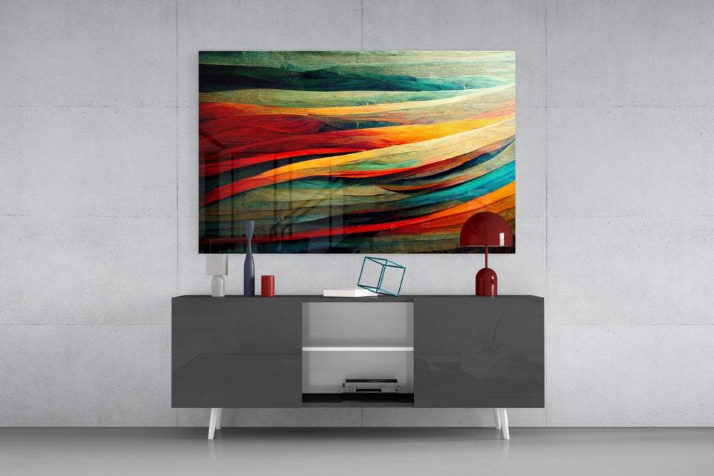The Flow panel catching window light to reveal its rhythmic energy